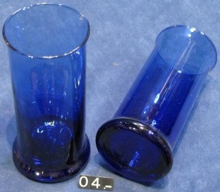 04 PAREJA JARRONES VIDRIO AZUL